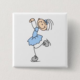 Blaue Mädchen-Figurenläufer-T-Shirts und Geschenke Button