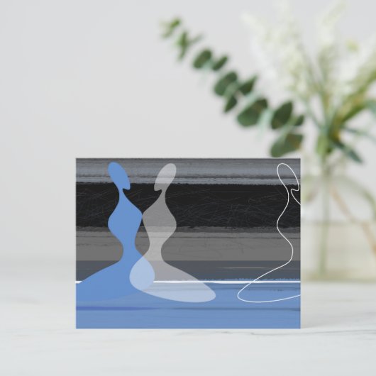 Blaue Mädchen Postkarte (Stehend Vorderseite)