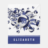 Blaue Mädchen Sportstube Dekoration Basketball Sta Fleecedecke (Vorderseite)