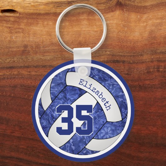 Blaue Mädchen Volleyball Team Farben Name Schlüsselanhänger (Rückseite)