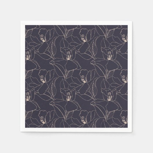 Blaue Magenta-Lilie Weizen-Bräunungslinie zeichnen Serviette (Vorderseite)