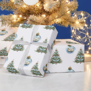 Blaue Magie-Ornament-Weihnachtsbaumlichter Geschenkpapier