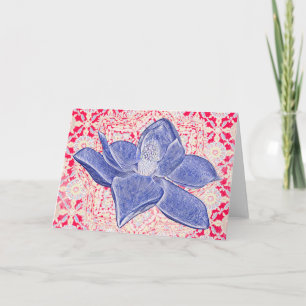 Blaue Magnolienblüten Notizkarte im Vintage-Stil Karte