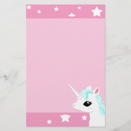 Blaue Mähne des kleinen Einhorns stationär Briefpapier (Vorderseite)