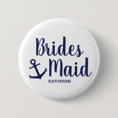 Blaue Maid-Ankerin der Nautischen Marine Button (Vorderseite)