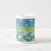 Blaue Maiglöckchen-Blumen Bone China Tasse (Vorderseite)