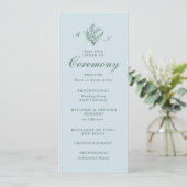 Blaue Maiglöckchen-Monogramm-Hochzeitsprogramm Einladung (Stehend Vorderseite)