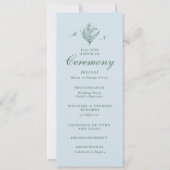 Blaue Maiglöckchen-Monogramm-Hochzeitsprogramm Einladung (Vorderseite)