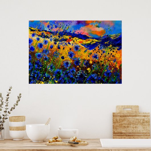 Blaue Maisblumen 0746 Poster (Küche)