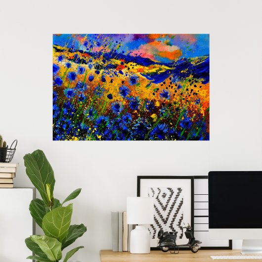 Blaue Maisblumen 0746 Poster (Heimbüro)