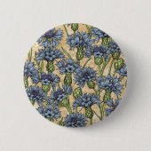 Blaue Maisblumen, wilde Blume auf Honiggelb Button (Vorderseite)