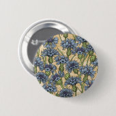 Blaue Maisblumen, wilde Blume auf Honiggelb Button (Vorne & Hinten)