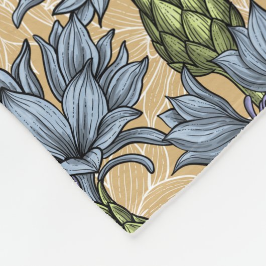 Blaue Maisblumen, wilde Blume auf Honiggelb Fleecedecke (Ecke)