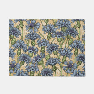 Blaue Maisblumen, wilde Blume auf Honiggelb Fußmatte