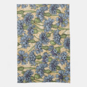 Blaue Maisblumen, wilde Blume auf Honiggelb Geschirrtuch (Vertikal)