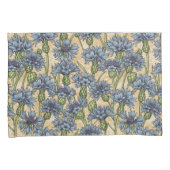 Blaue Maisblumen, wilde Blume auf Honiggelb Kissenbezug (Vorderseite-Rechts)