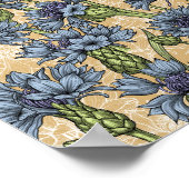 Blaue Maisblumen, wilde Blume auf Honiggelb Poster (Ecke)