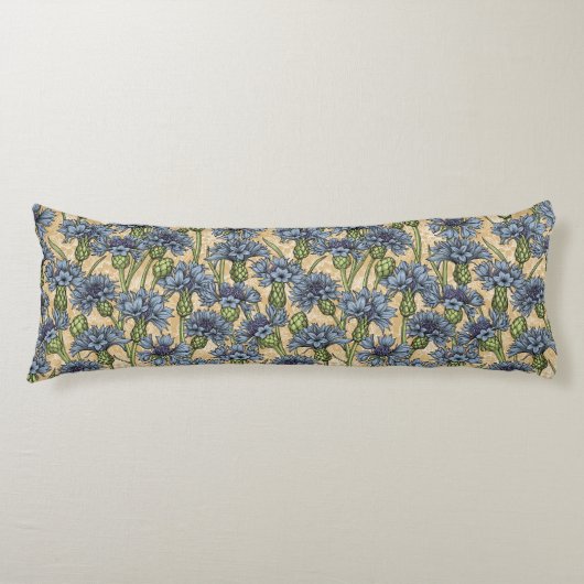 Blaue Maisblumen, wilde Blume auf Honiggelb Seitenschläferkissen (Vorderseite)