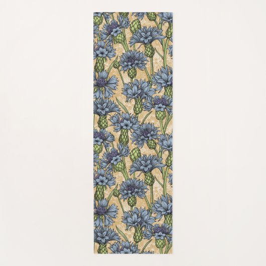 Blaue Maisblumen, wilde Blume auf Honiggelb Yogamatte (Vorderseite)