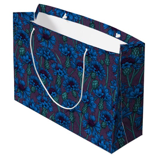 Blaue Maisblumen, wilde Blume Große Geschenktüte (Rückseite Schrägansicht)