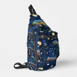 Blaue Majestät: Der Blaue Ara auf traumhaft blauem Crossbody Bag