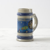Blaue makellose Schneeflocken Bierglas (VorderseiteRechts)