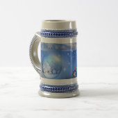 Blaue makellose Schneeflocken Bierglas (Vorderseite Links)