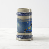 Blaue makellose Schneeflocken Bierglas (Mittel)