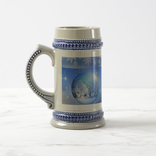 Blaue makellose Schneeflocken Bierglas (Links)