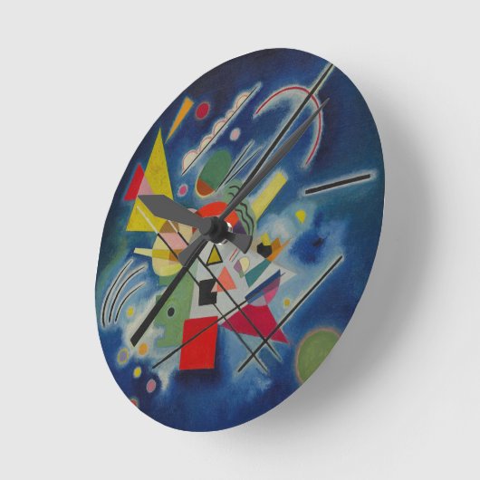 Blaue Malerei von Kandinsky Runde Wanduhr (Winkel)