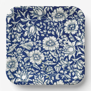 Blaue Malve, vintage Blumenmuster, Pappteller