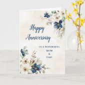 Blaue Mama und Vater Hochzeitstag Karte (Gelbe Blume)