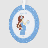 Blaue Mama, zum Schwangerschafts-personalisierte Ornament (Vorderseite)