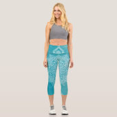 Blaue Mandala Capri Leggings (Vorderseite)