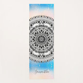 Blaue Mandala Geometric Mustername Yogamatte (Vorderseite)
