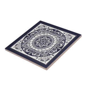 Blaue Mandala-Keramik-Kunst-Mitternachtsfliese Fliese