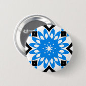 Blaue Mandala-Kunst-Blumen-Button Button (Vorne & Hinten)