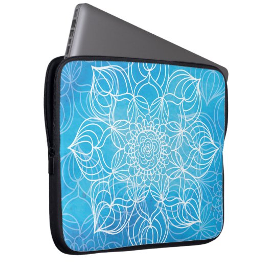 Blaue Mandala Laptopschutzhülle (Vorne Rechts)