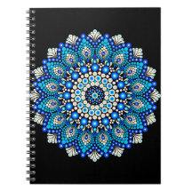 Blaue Mandala-Schürze mit Boho-Blumenmuster