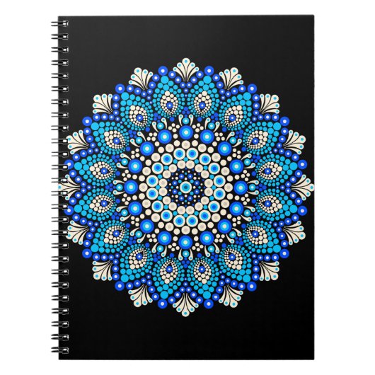 Blaue Mandala-Schürze mit Boho-Blumenmuster Notizblock (Vorderseite)