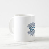 Blaue Mandala-Split-Muster-Morgencafé-Keramik Kaffeetasse (Vorderseite Links)
