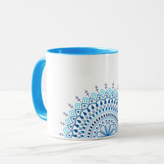 Blaue Mandala-Tasse Tasse (Vorderseite Links)