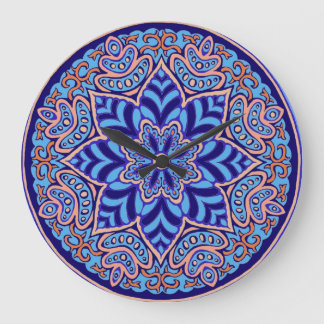 Blaue Mandala-Wanduhr Große Wanduhr