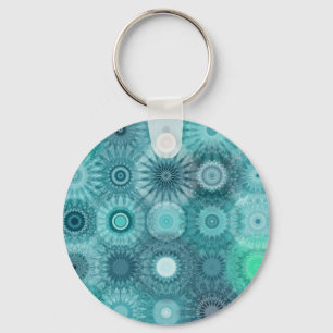 Blaue Mandalase Abstraktes Verziertes Muster Schlüsselanhänger