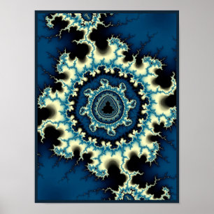 Blaue Mandelbrot-Fraktale Poster