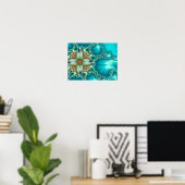 Blaue Mandelbrot-Fraktale Poster (Heimbüro)