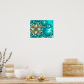 Blaue Mandelbrot-Fraktale Poster (Küche)
