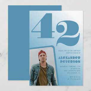 Blaue Männer Foto-Gradient 42. Geburtstagseinladun Einladung
