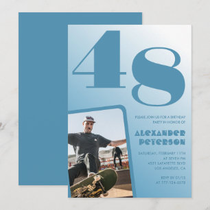 Blaue Männer Foto Gradient 48. Geburtstagseinladun Einladung