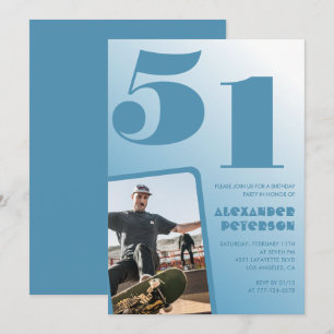Blaue Männer Foto Gradient 51. Geburtstagseinladun Einladung